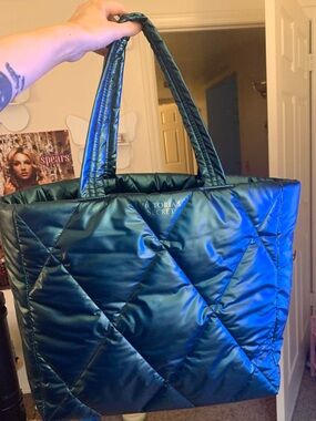 Victoria's Secret Quilted Emerald Green Tote